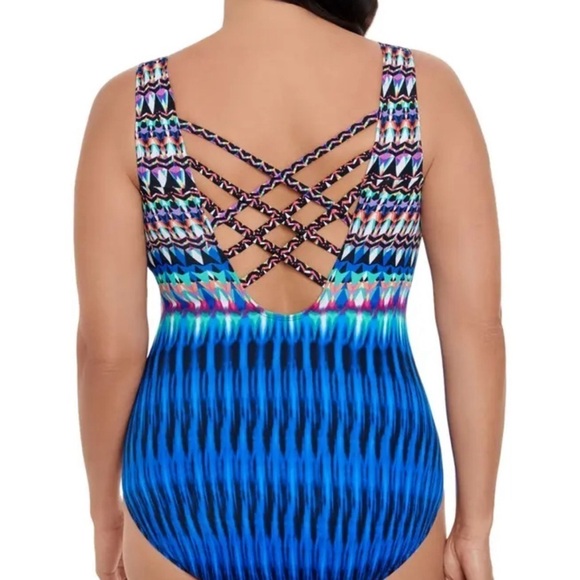 Swim Solution Women's Printed One-Piece Swimsuit 12 bathingsui slimming full - Picture 2 of 11